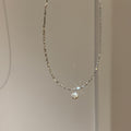 Korean Light Luxury Zircon Pearl Sweater Necklace With Round Geometric Sparkle Design view 2