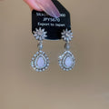 Copper Zircon Flower Hollow Teardrop Drop Earrings Elegant Delicate High End Women's Jewelry view 3