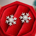 Romantic Japanese Korean Snowflake Stud Earrings Wax Set Zircon Christmas Jewelry view 1