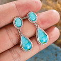 Classical Water Drop Earrings For Women, Geometric Faux Turquoise Accent Vintage European Jewelry view 3
