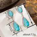 Classical Water Drop Earrings For Women, Geometric Faux Turquoise Accent Vintage European Jewelry view 4