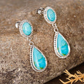 Classical Water Drop Earrings For Women, Geometric Faux Turquoise Accent Vintage European Jewelry view 2
