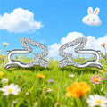 Cute Jade Rabbit Micro Pave Zircon Stud Earrings Hollow Metal Mid Autumn Bunny Jewelry view 1