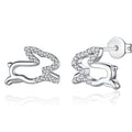 Cute Jade Rabbit Micro Pave Zircon Stud Earrings Hollow Metal Mid Autumn Bunny Jewelry view 3