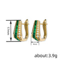 Exotic European American Ear Cuff Earrings With Faux Emerald Micro Pave Luxury Jewelry view 4