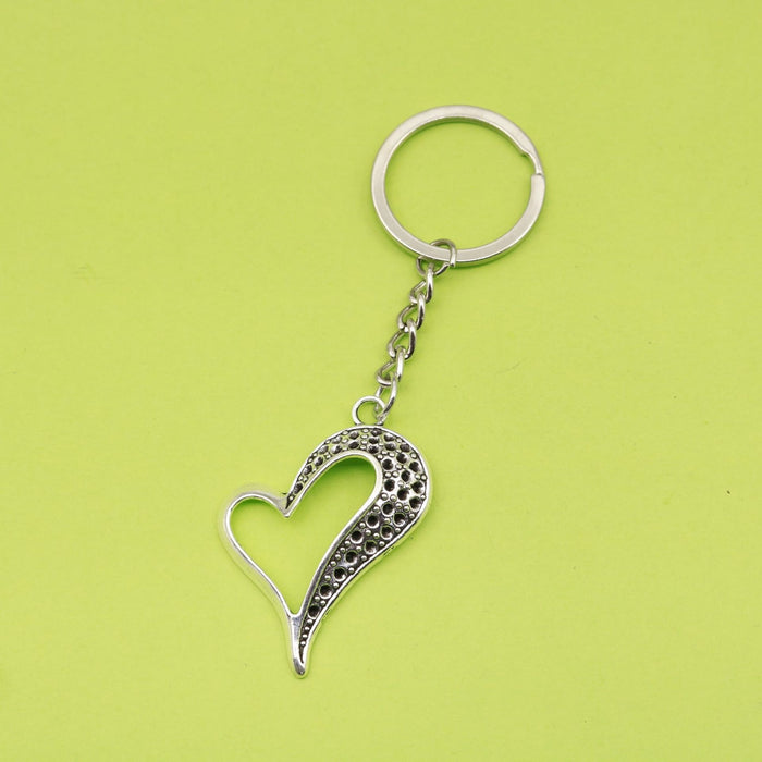 Metal Heart Keychain Minimalist Bag Charm – Silver