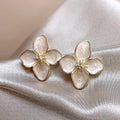 Retro Hong Kong Style Alloy Enamel Flower Stud Earrings With Silver Posts For Women view 4