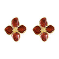 Retro Hong Kong Style Alloy Enamel Flower Stud Earrings With Silver Posts For Women view 5