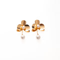 Vintage Luxury Gold Alloy Flower Drop Earrings With Pearl Dangle, French Romantic Elegant Statement Earrings view 5