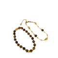 18K Gold Plated Tiger Eye Stone Beaded Bangle Geometric Round Maillard Style Bracelet view 5