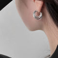 Copper Zircon Geometric Round Multi Layer Chain Tassel Drop Earrings Minimalist Luxury Style view 4
