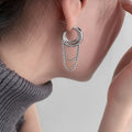 Copper Zircon Geometric Round Multi Layer Chain Tassel Drop Earrings Minimalist Luxury Style view 2