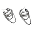 Copper Zircon Geometric Round Multi Layer Chain Tassel Drop Earrings Minimalist Luxury Style view 5