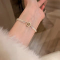 French Vintage Zircon Star Faux Pearl Bangle Elegant Light Luxury Women's Bracelet view 3
