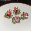 Light Luxury Glazed Glass Flower Stud Earrings Monet Garden Oil Painting Style Silver Needle Jewelry view 3