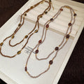Ethnic Tiger Eye Beaded Layered Sweater Necklace With Oval Geometric New Chinese Vintage Design view 2
