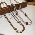 Ethnic Tiger Eye Beaded Layered Sweater Necklace With Oval Geometric New Chinese Vintage Design view 4