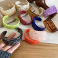 Minimalist Acrylic Gradient Wrinkle Open Bangle For Women Round Statement Cuff Jewelry view 3