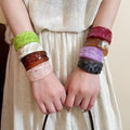 Minimalist Acrylic Gradient Wrinkle Open Bangle For Women Round Statement Cuff Jewelry view 2