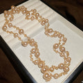French Glass Beaded Faux Pearl Layered Sweater Necklace Retro Court Style Round Geometric Jewelry view 2
