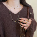 Maillard Style Copper Tiger Eye Oval Square Beaded Pendant Layered Sweater Necklace view 2