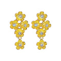 Electroplated Zircon Flower Pendant Drop Earrings With Silver Posts French Court Style view 5