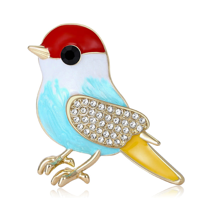 Metal Alloy Painted Enamel Bird Brooch For Versatile Fashion Wear