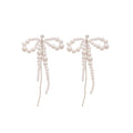 Light Luxury Bow Tassel Faux Pearl Necklace And Stud Earrings Jewelry Set view 5