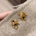 18K Gold Plated Tiger Eye Stone Firework Flower Stud Earrings With Silver Posts Light Luxury OL Style view 3