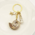 Metal Two Tone Scallop Shell Keychain Handmade Gift Charm view 3