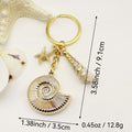 Metal Two Tone Scallop Shell Keychain Handmade Gift Charm view 2