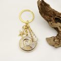 Metal Two Tone Scallop Shell Keychain Handmade Gift Charm view 4