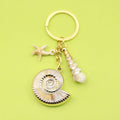 Metal Two Tone Scallop Shell Keychain Handmade Gift Charm view 1