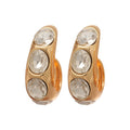 Copper C-Shaped Waterdrop Rhinestone Stud Earrings With Silver Posts, Minimalist Light Luxury Style view 5