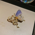 Rhinestone Alloy Openwork Butterfly Brooch, Light Luxury Suit Lapel Accessory view 4