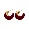 18K Gold Plated Flocked C Shape Silver Post Earrings Geometric Fashion OL Drop Studs view 5
