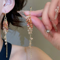 Bohemian Ethnic Glass Crystal Waterdrop Tassel Drop Earrings For Women view 4
