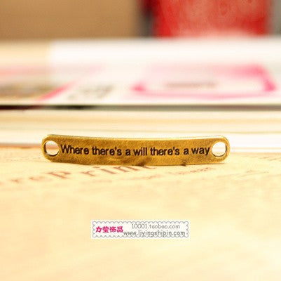 Curved Double Hole Alloy Connector Bar Charm 44x7mm