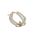 Light Luxury Faux Pearl Saturn Double Layer Beaded Bracelet Necklace Jewelry Set view 5
