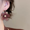 Alloy Rhinestone Mesh Flower Pendant Necklace And Earrings Jewelry Set For Women Fashion OL Style view 3