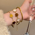Vintage Enamel Flower Alloy Bangle For Women Elegant Light Luxury OL Fashion Bracelet view 1