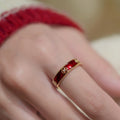 18K Gold Plated Copper Enamel Zircon Ingot Open Ring Vintage Hong Kong Style Statement Jewelry view 1