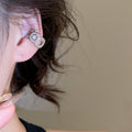 Copper Zircon Round Hollow Geometric Clip-on Earrings For Women Fashion OL No Piercing Ear Cuffs view 3