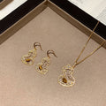 Stainless Steel Tiger Eye Gourd Pearl Necklace Jewelry Set, New Chinese Elegant Light Luxury view 3