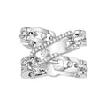 Niche Paperclip Design Ring For Women, Micro Paved Stone Buckle Irregular Fashion Accessory view 3