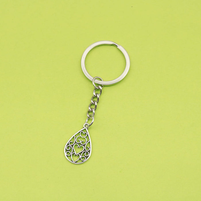 Metal Hollow Heart Drop Shape Keychain Bag Charm