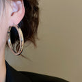 Smooth Round Metal Hoop Earrings With Silver Pins, Korean Minimalist Geometric Casual Commuter Style view 3