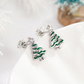 Petite Korean Style Oil Painted Christmas Tree Stud Earrings For Women Holiday Jewelry view 3