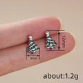 Petite Korean Style Oil Painted Christmas Tree Stud Earrings For Women Holiday Jewelry view 4