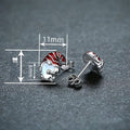 Cute Christmas Elf Stud Earrings For Women, Faux Moonstone Heart Hug Oil Painted Santa Red Hat view 4